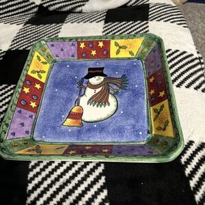 The Sweet Shoppe‎ Christmas By Sango Large 16-in. Square Platter Snowman Holiday